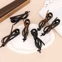 CURASA Bow Hair Clips 6PCS Vintage Twist Design, Leather Bow Strong Hold Non Slip Hair Clips for Women Girls Thick Hair