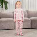 ESTAMICO Girls Cute Cartoon Slippers with Memory Foam Kids Plush Warm Winter House Shoes (Pink)