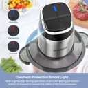 Ganiza Food Processor, 2-Speed Food Chopper Meat Grinder with 8 Cup Stainless Steel & 8 Cup Glass Bowls, Upgraded Button & Smart Overheat Protection Light - Includes Clean Brush, 2 Sets of Blades