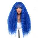 Blue Curly Wig with Bangs Curly Wig for Women Long Curly Wigs Skin-friendly Synthetic Fibersc for Daily Festival Holiday Use Long Curly Wig 26INCH