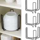 Dinnerware Bowl Plate Holder Fit for 6.5 Inches Diameters Bowl, Metal Bowl Storage Dying Display Rack for Kitchen Drawer, Countertop, Cabinet, Shelf, Cupboard (Black, Small 4PCS)