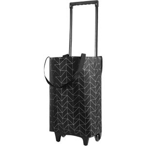 Foldable Shopping Trolley with Wheels - 2 in 1 Reusable Grocery Tote Bag for Travel (Black)