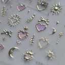 3 x Gold Heart Nail Art Stickers 5D Embossed Pink Heart Nail Stickers for Nail Art Star Nail Sticker Moon Nails Decals Pink Rhinestones Nails Supplies for Women Manicure DIY Decorations (Valenttines 5d-1)