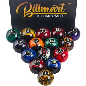 Premium Billiard Balls Pool Table Accessories 2-1/4" Regulation Size 16 Pool Balls Billiard Set (Marble Black)