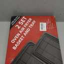 Air Fryer Basket for Oven, 2 Set Oven Air Fryer Basket and Tray with 60 PCS Parchment Papers, DEGOVIN Crisper Tray Non-stick Stainless Steel Air Fry Pans for Convection Oven(15.8"  11" & 13"  9.7")