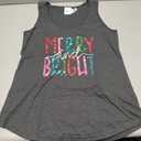 Merry and Bright Bling Christmas Women Girls Cute Tank Top, S, Gray