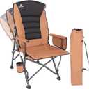 Camping Chairs for Adults, Adjustable Backrest Heavy Duty Oversized Folding Camping Chair Supports 350lbs for Outside with Cup Holder & Side Pocket, Outdoor Folding Camp Chair with High Back (Brown)