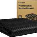 Moving Blanket 80 x 72 inches, Quilted Moving Blankets Heavy Duty Moving Padded Blanket Furniture Blankets for Moving (1, Black)