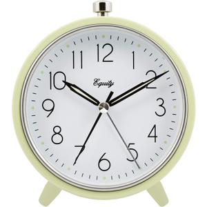 Equity 20090 5 Inch Silent Sweeping Quartz Metal Alarm Clock, Light Green