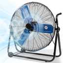 24" Industrial Fan Heavy Duty, 8500 CFM High Velocity Floor Fan 3 Speeds, Metal Construction and Aluminum Blades, 360 Tilt Metal Fan for Warehouse Garage Shop Workshop Factory and Basement Blue