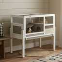 Guinea Pig Cages Hamster Cage with Detachable Legs, 2-Storey Wooden Indoor Guinea Pig House Rabbit Cages for Small Animals with Pull Out Tray, Metal Strip Ramp, Ramp, Hideout