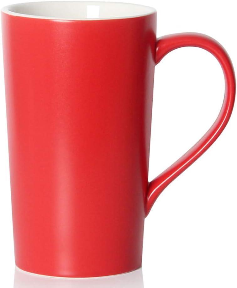 20 Ounces Extra Large Coffee Mug, M007 Plain Tall Big Ceramic Latte Milk Tea Cup with Handle for Dad Men Women, Christmas Red