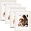 11x14 Picture Frame with Mat for 8x10, Set of 4 Distressed White 11 x 14 Frames for Horizontal &Vertical Wall Mounting (4 Pack,White)