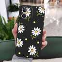 LEECG for iPhone 12 Mini Case, Astronaut Floral Butterfly Print Creative Design Phone Cover Anti Scratch Soft Microfiber Lining Liquid Silicone Phone Case 12 Mini-Daisy Black