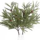 Lighted Artificial Pine Branches for Vases, 28" Christmas Cypress Sprigs with 60 LED Lights, Battery Operated or USB Plug in, Indoor/Outdoor Holiday Decorations (2PCS)