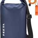 HEETA Waterproof Dry Bag for Women Men, 5L/10L/20L/30L/40L Roll Top Lightweight Dry Storage Bag Backpack with Emergency Whistle for Travel, Kayaking, Boating, Camping, Beach, Cruise Ship Essentials (Dark Blue)