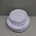 DaYammi 60PCS Blue and White Plastic Plates Blue Rim White Disposable Plates Blue White Party plates Include:30 Plastic Dinner Plate 30 Dessert plate and Wedding & Party Dining