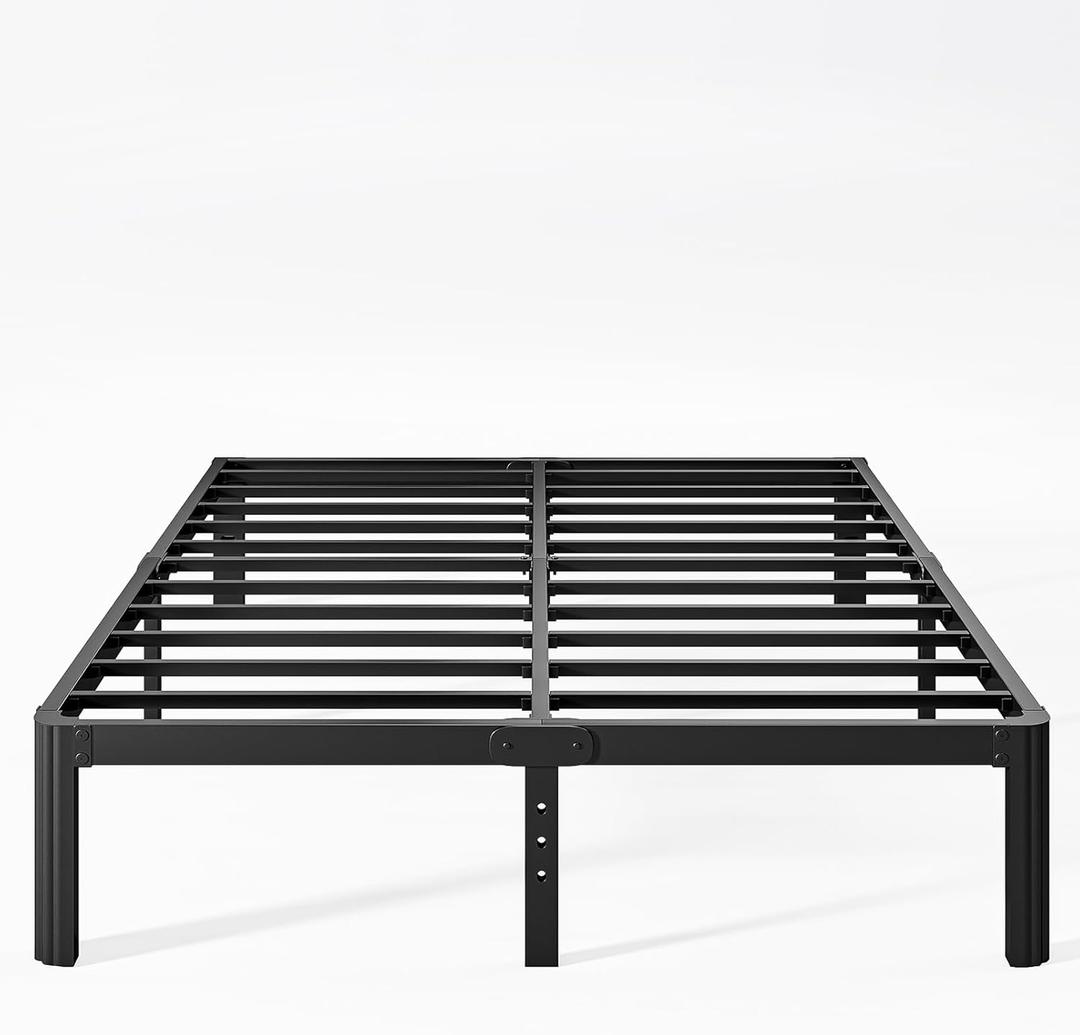 KERAMIK 12 Inch High King Size Bed Frame Metal, Platform King Bed Frame No Box Spring Needed with Round Edge, Easy Assembly, Heavy Duty, Black