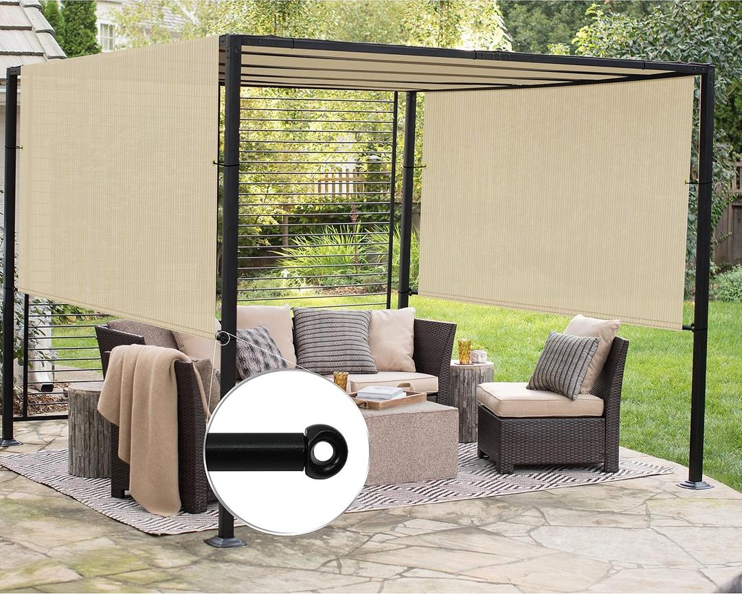 Patio Paradise 10' x 12' Pergola Canopy Replacement Cover Shade Cloth with Grommets Weighted Rods Outdoor Sun Shade Screen UV Block for Gazebo Backyard Deck Porch Balcony, Beige