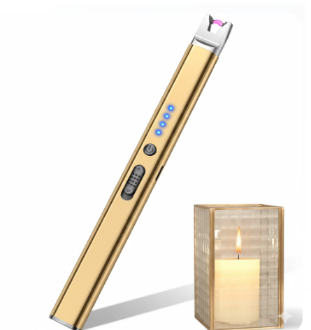 LcFun Candle Lighter Electric USB Rechargeable Plasma Arc Lighter with Safety Lock, Windproof Flameless Long Lighters for Candle, Grill, BBQ, Camping, Gas Stoves (Rose Gold)