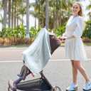 Baby Nursing Covers, Breathable 100% Cotton Nursing Cover with Arched Neckline,Nursing Apron. (Light Pink/Milky White/Light Blue)