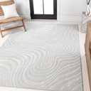 JONATHAN Y Maribo High-Low Abstract Striped Indoor/Outdoor Area Rug 4x6, Cream/Ivory, Contemporary, Modern, Vintage, Bohemian for Bedroom,Kitchen,Living Room,Non Shedding,Easy-Washing (SCN103A-4)