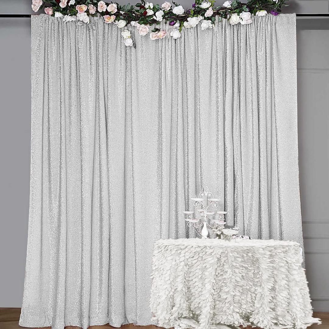 10ft x10ft Silver Spandex Curtain Thanksgiving Christmas Party Wedding Backdrop Photography Background Photo Booth Backdrop Studio Background