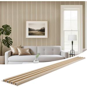 WPC Slat Wall Panels 8 Pack 96" x 6.6", Waterproof Fluted Wall Paneling, Accent 3D Wall Panel for Wall Decor, Bathroom, Bedroom, Office - High Grille Oak (Cover Approx.35 sq.ft)