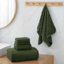 6-Piece Bath Towel Set(30"x60"), 2 Large Bath Towel Sheets, 2 Hand Towels and 2 Washcloths - Highly Absorbent Quick Dry Microfiber,Ultra Soft Towel Set for Bathroom (Olive Green)