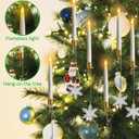 Christmas Tree Candles with Remote, 5 Pcs LED Flameless Taper Candles with Clear Snowflake for Christmas Tree Decor, Battery Operated Tree Candlesticks Flickering Flame for Xmas Indoor Decor