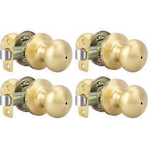 Haidms Gold Door Knobs Interior, Privacy Interior Door Knob for Bedroom or Bathroom Classic Gold Round Doorknobs Hardware(4 Pack)