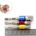 Impact Driver Socket Adapter Set 6 PCS- 1/4 3/8 1/2 Hex Shank 3PCS Swivel Impact Driver Bit Set Socket Holder+3 PCS Straight Drill Bit Adapter Attachments, Silver Drill Accessories-SCS6