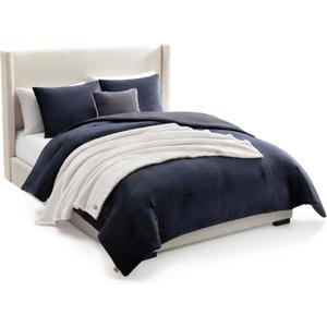 UGG Remina Comforter Set 5 Piece Bed in a Bag with Throw Blanket, Decorative Pillow, Shams, and Reversible Comforter Hypoallergenic Washable Luxury Warm Fluffy Bedding Set, Full/Queen, Navy Blue