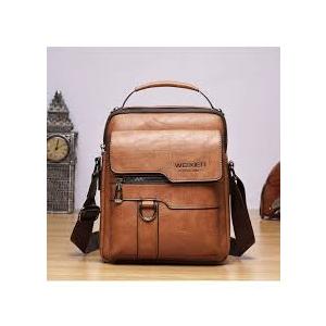 Men's Retro Leather Shoulder Bag - Stylish and Practical Messenger Bag with Multiple Compartments (Light Brown)