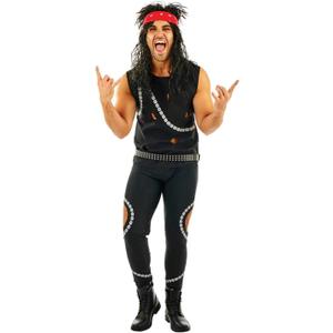 fun shack Mens 80s Rocker Costume, Rocker Halloween Costume Men, 80s Rock Costume, 80's Rocker Mens (Medium, Black)