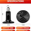REPTI ZOO 100W Reptile Heat Lamp 2Pack Ceramic Heat Emitter Night Heat Lamp Bulbs Reptile Terrarium Heat lamp Tank Heat Bulb for Turtle Bearded Dragon Gecko Lizard Snake Chicken E26