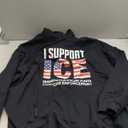 I Support ICE American Flag Immigration Customs Enforcement Pullover Hoodie, Black, 2XL