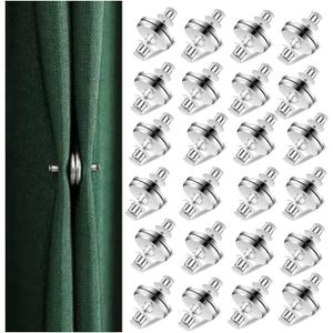 CEYAZYE 24Pairs Curtain Magnetic Closure, Silver Magnets Clips Prevent Light Leaking, Strong Magnet Buckle, Curtain Weights for Shower Home Bedroom Office Bathroom Curtains (0.8 x 0.6in)