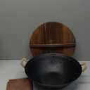 WANGYUANJI Cast Iron Wok Pan,13.4 inch Cooking Wok Stir Fry Pan with Dual Handle and Wooden Lid,Suitable for All Cooktops,Uncoated Chinese Traditional wok