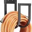 Garden Hose Holder Wall Mount - Metal Water Hose Hanger for Outside, Durable Hook for Garden, Garage, or Yard Storage (Black-Solid Frame)