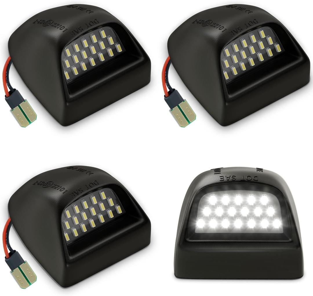 Antline Full LED License Plate Light Tag Lamp Assembly Replacement for Chevy Silverado 1500 2500 3500 Suburban Tahoe GMC Sierra Yukon XL Escalade, 6000K White (Pack of 4)