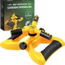 Joeys Sprinkler for Yard, Rotating Garden Sprinkler for Large Area Coverage, Lawn and Yard Sprinklers (Yellow)