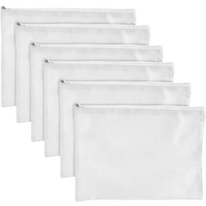 Bright Creations 6 Pack Large Cosmetic Canvas Pouch With Zipper 9 x 12, Blank Bag Organizer Purse for Travel, Toiletry, DIY Crafts - Zipper Pouch