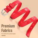 SANSTHS Women Leather Belt for Jeans Pants Fashion Ladies Skinny Belt for Dresses Thin Belt with Single Prong Buckle (Red)