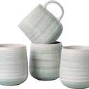Coffee Mugs 4-Piece Set of Pastel green Ceramic Coffee Mugs with Glossy Finish, 12oz Modern Cups - Comfortable Handle, Dishwasher & Microwave Safe for Home, Office, Cafe