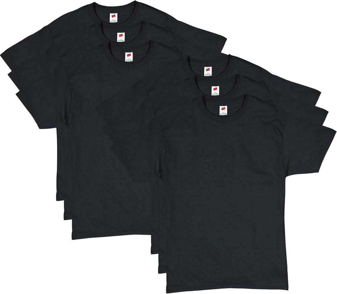 Hanes Men's Comfortsoft T-Shirt (Pack Of 4) (Large, Black - 6 Pack)