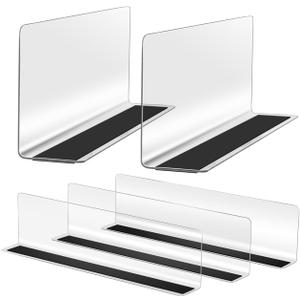 Baluue 5 Pack Plastic Shelf Dividers, Closet Shelf Dividers 9.8" Long Clear Cabinet Organizer Separator Clapboard with Magnetic for Supermarket Retail Store