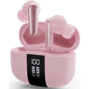 App1e AIRP0Ds Pro Alternative Wireless Ear Buds, Studio-Quality, Deep Bass, Enhanced Audio Clarity, Bluetooth 5.4 Earbuds, ENC Noise Cancelling Call, Secure Fit Memory Foam Tips, IPX6 Waterproof(Pink)