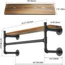 WEBI Wall Mounted Clothes Rack with Shelf,24" Industrial Pipe Clothing Rack with Shelves,Heavy Duty Iron Garment Bar,Retail Display Clothes Rod for Laundry Room,Black