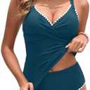 Daci Women's Tankini Swimsuits - Tummy Control Bathing Suits Two Piece Ribbed Twist 2025 Swimwear with High Waisted Bottom L